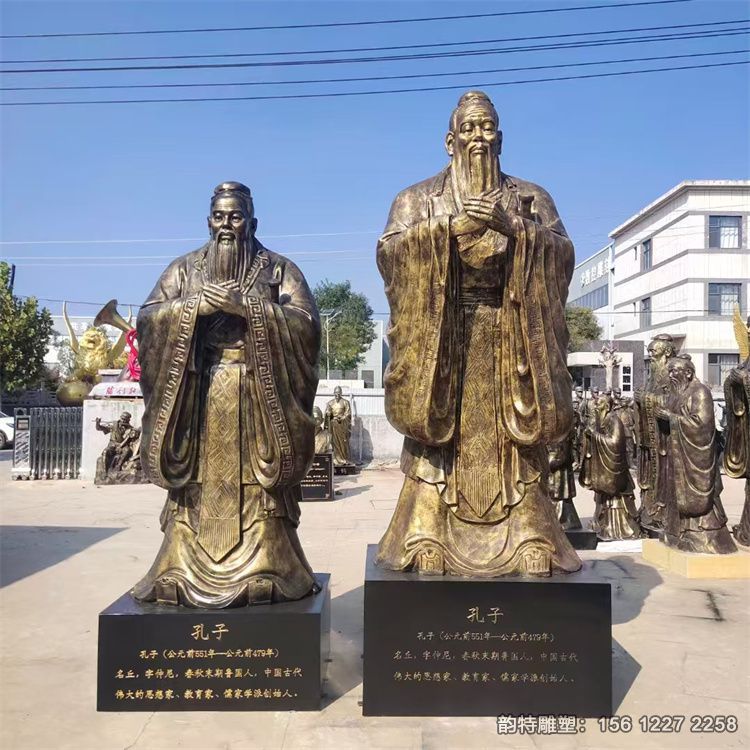 孔子講學(xué)雕塑圖，玻璃鋼孔子雕塑案例分析